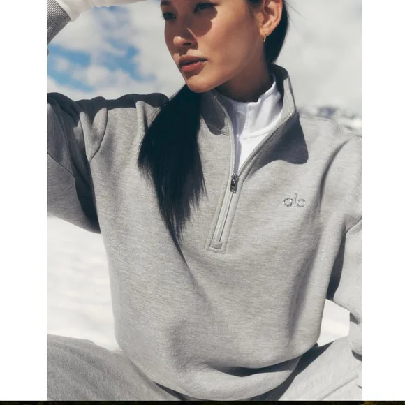 ALO accloade 1/4 zip pullover - heather gray NWT sz M - Picture 6 of 10